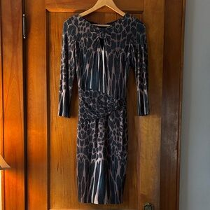 Cache Long Sleeve Animal Print Dress